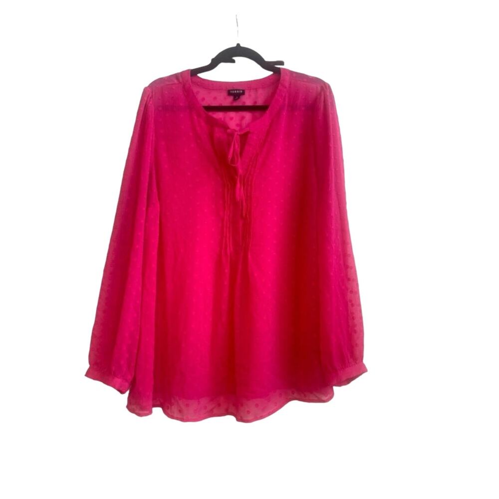 Torrid Barbie Pink Sheet Polka Dot Long Sleeve Blouse